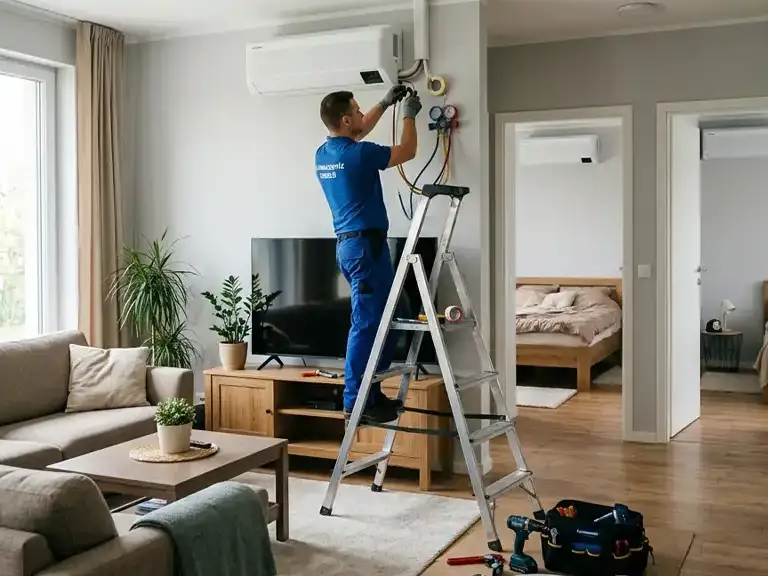 Klíma telepítés munka közben